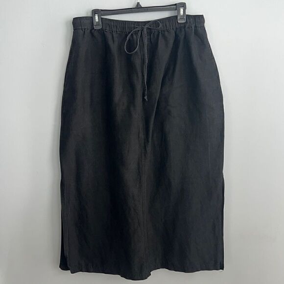 Women’s Plus size 22 linen blend Black Maxi Skirt with elastic waist - Picture 2 of 8